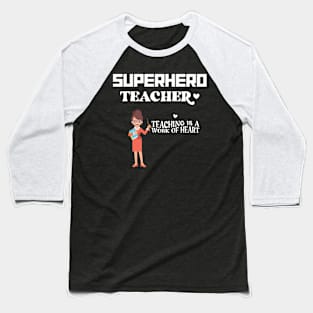 Lady Superhero Teacher Baseball T-Shirt